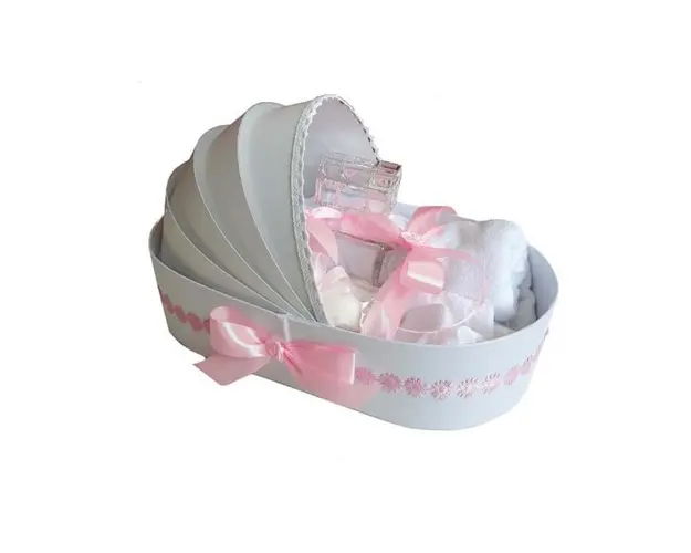 Trusou botez complet, in landou, floricele roz Denikos® 133