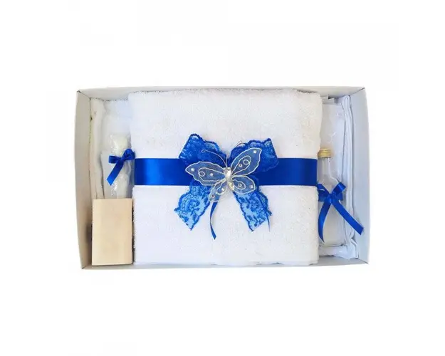Trusou botez dantela albastra si fluturas Denikos® 413