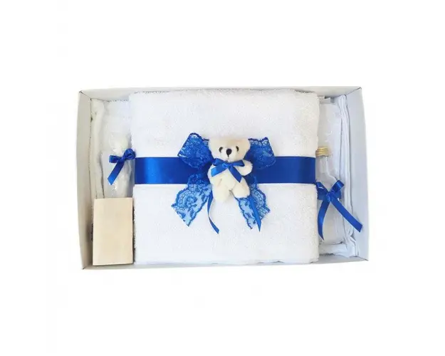 Trusou botez dantela albastra si ursulet Denikos® 434