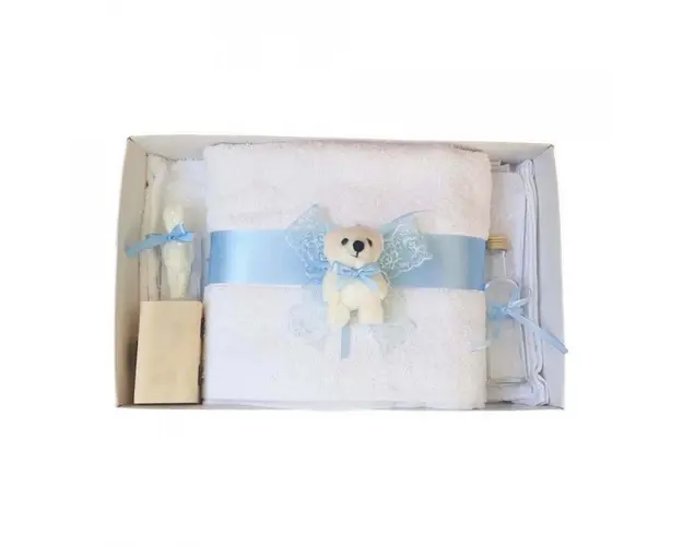 Trusou botez dantela bleu si ursulet Denikos® 435