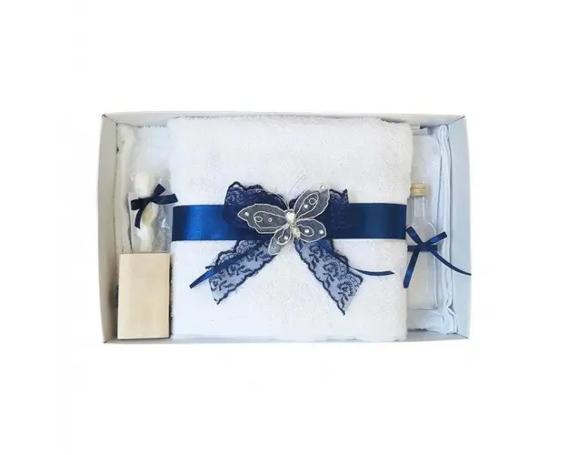 Trusou botez dantela bleumarin si fluturas Denikos® 415