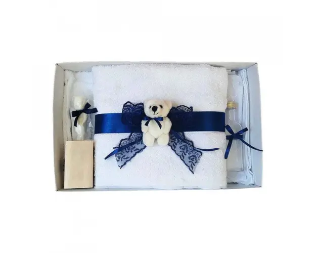 Trusou botez dantela bleumarin si ursulet Denikos® 436