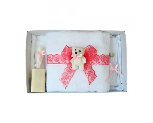 Trusou botez dantela corai si ursulet Denikos® 439