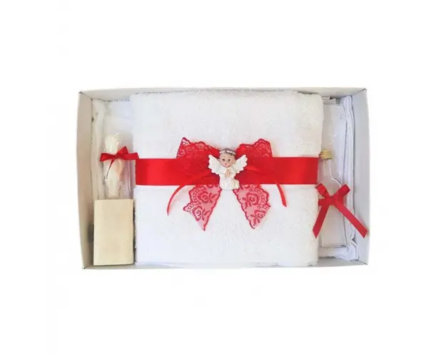 Trusou botez dantela rosie si ingeras Denikos® 431
