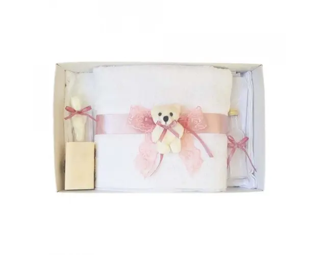 Trusou botez dantela roz prafuit si ursulet Denikos® 443