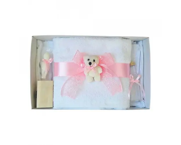 Trusou botez dantela roz si ursulet Denikos® 444