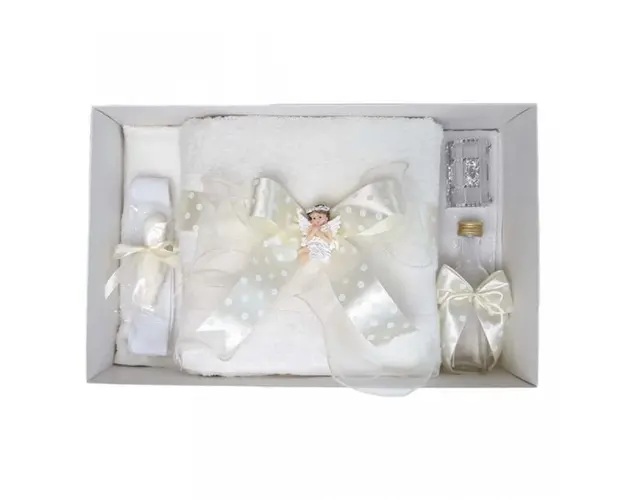 Trusou botez fundita ivoire cu buline, cu ingeras, Denikos® 31