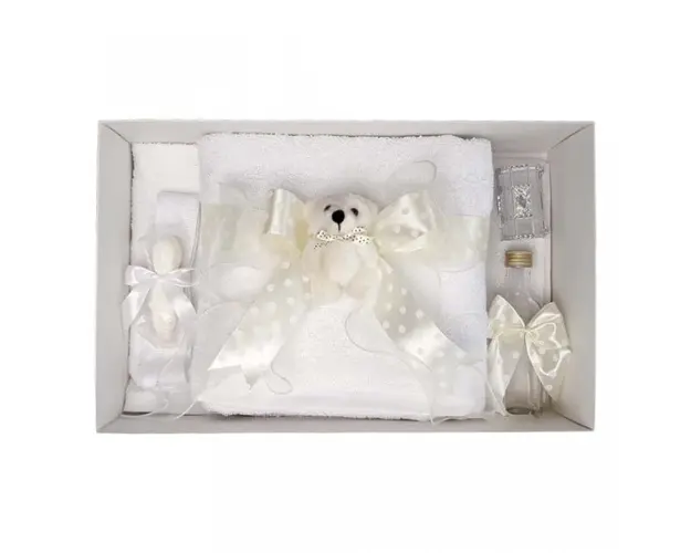 Trusou botez fundita ivory cu buline, cu ursulet, Denikos® 36