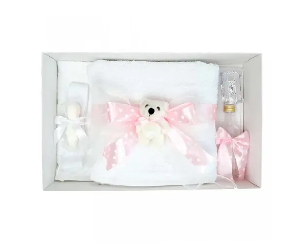 Trusou botez fundita roz cu buline, cu ursulet, Denikos® 35
