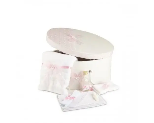 Trusou botez si cutie decorata dantela roz NK-TR-004