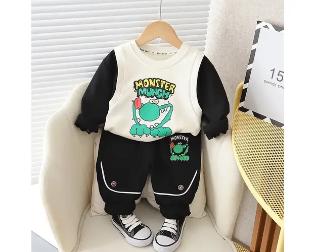 Compleu Negru Baieti Monster - 18-24 luni