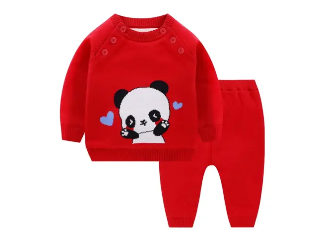 Compleu Rosu Fetite Ursulet Panda - 12-18 luni