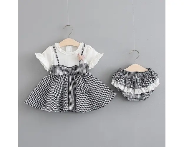 Costum Fetite In Carouri Negre - 2-3 ani