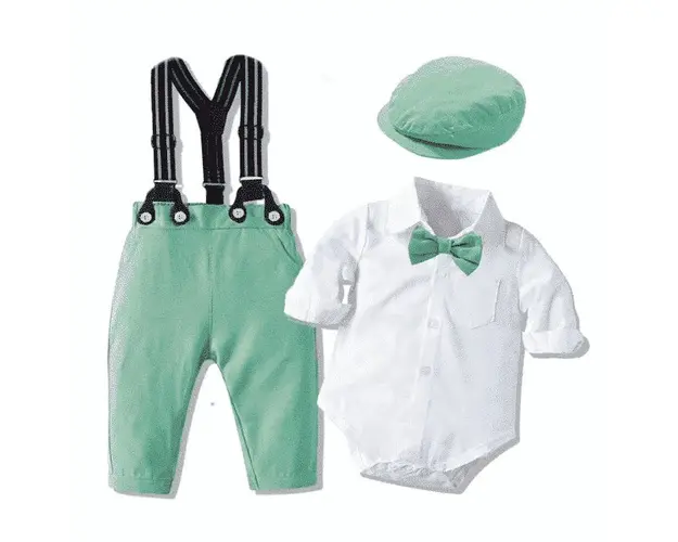 Costum Verde Baieti Cu Bretele Darius - 18-24 luni