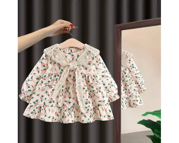 Rochie Crem Fetite Cu Imprimeu Floral Anna - 9-12 luni