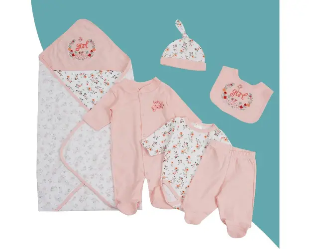 Set Nou Nascuti Roz Flower - 3-6 luni