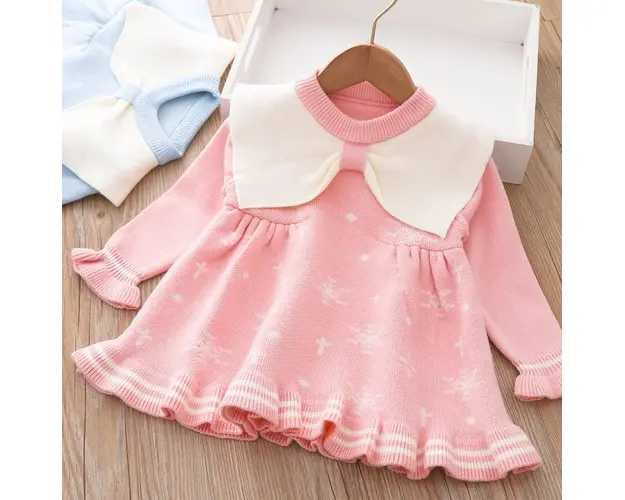 Rochita(tunica) Fetite Tricotata Roz Amalia - 4-5 ani