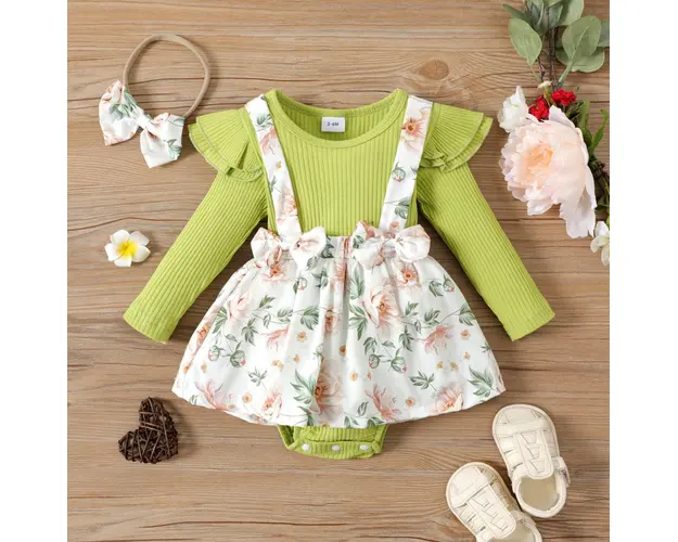 Rochita Fetite Verde Cu Floricele Maya - 3-6 luni