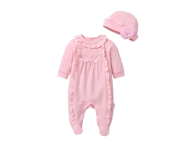 Salopeta Bebe Cu Caciulita Roz - 0-3 luni