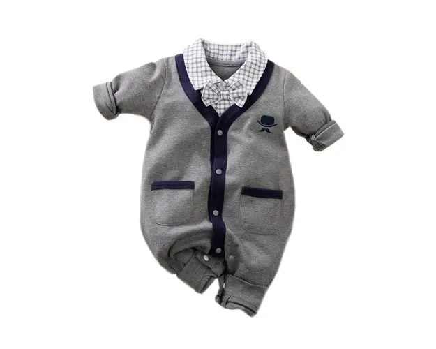 Salopeta Costum Bebelus Moustache - nou-nascut