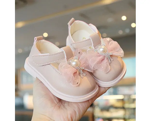 Pantofi Fetite Roz cu Fundita - 13.5cm(19)