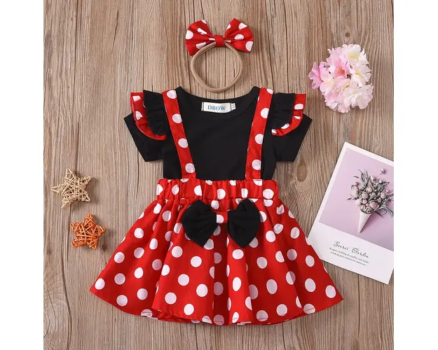 Set Fetite Rosu Cu Buline - 18-24 luni