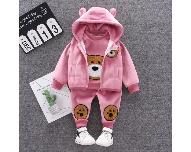 Set Fetite Bear 3 piese Roz - 12-18 luni