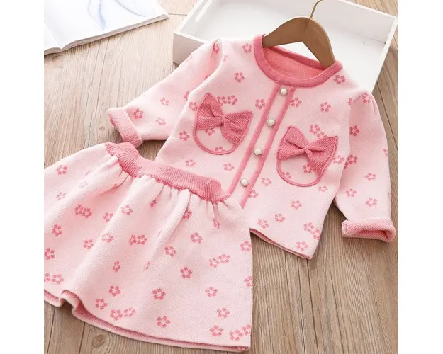 Set Fetite Roz Tricotat Isabella - 18-24 luni