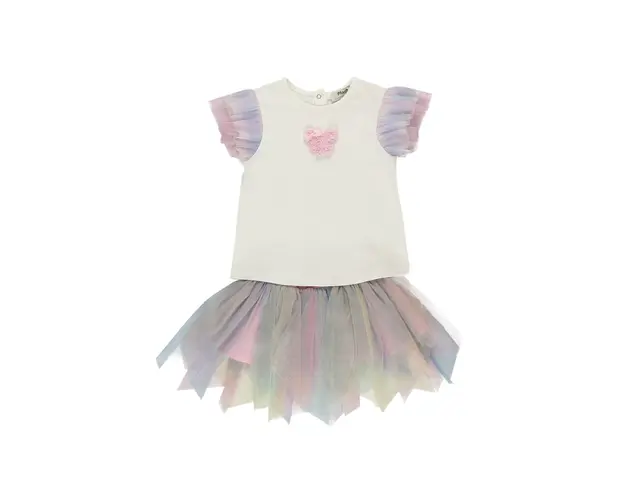 Set 2 piese: tricou si fusta tutu PANCO - Rainbow, Multicolor, pentru fetite