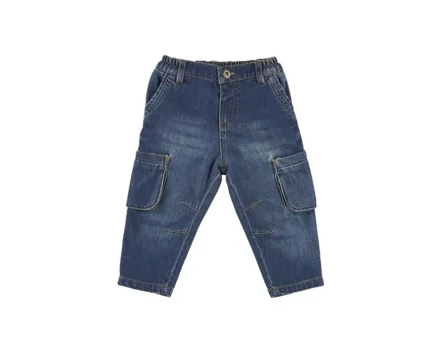 Blugi cargo cu talie elastica si buzunare in parti PANCO - Athletic Team, Albastru Denim, pentru baietei