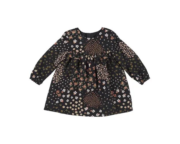 Rochie cu model floral PANCO - Blossoms, Negru, pentru fetite
