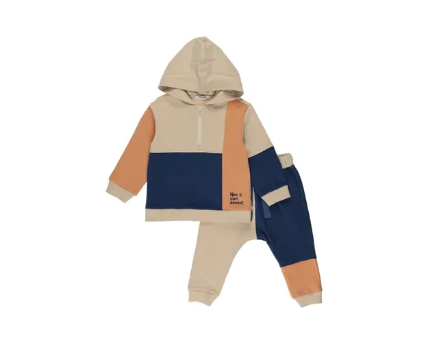 Set 2 piese sport, hanorac si pantaloni PANCO - Moments, Bej, pentru baietei