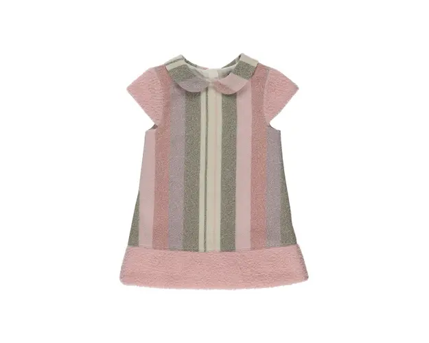 Rochie cu guler PANCO - Cotton Candy, Roz cu dungi, pentru fetite