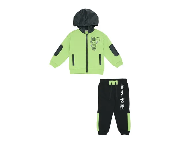 Set 2 piese sport, hanorac si pantaloni PANCO - Natural Power, Verde & Negru, pentru baietei