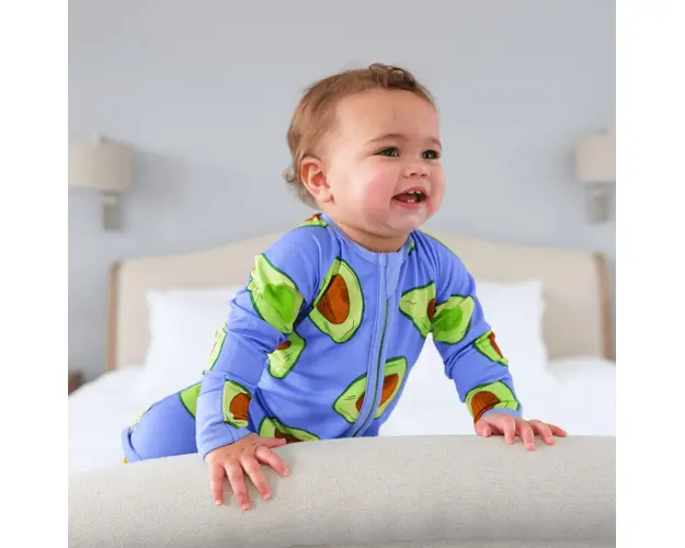 Pijamale lungi din bambus cu fermoar reversibil, ZIPSTER - Avocado, Albastru Electric si Verde Aprins, pentru baieti