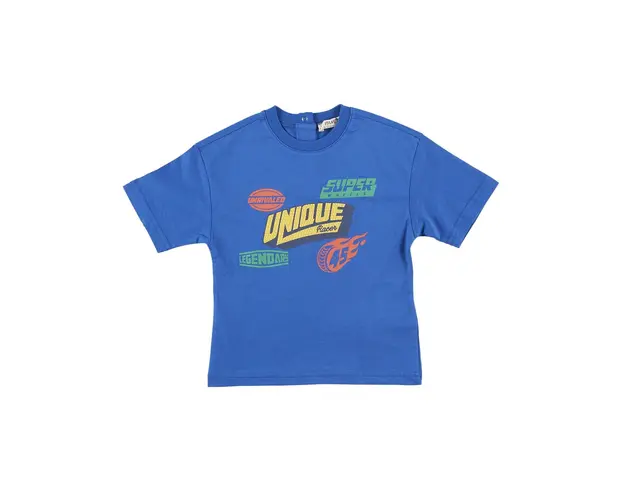 Tricou cu imprimeu PANCO - Fast Wheels, Albastru Electric, pentru baietei