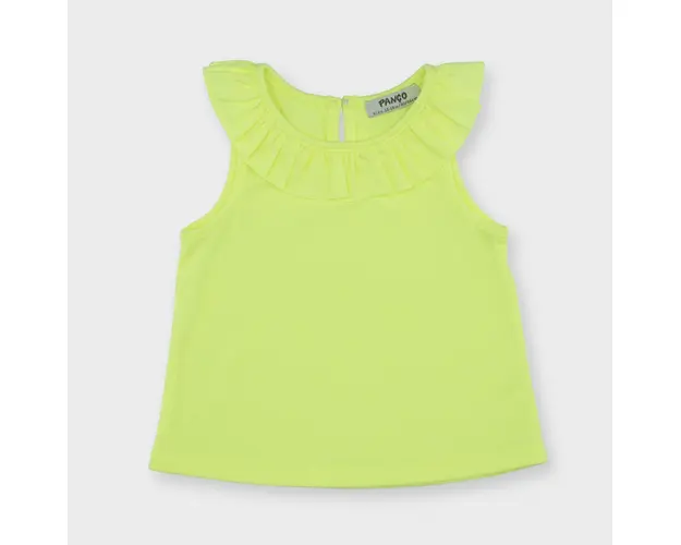 Top cu guler volan PANCO - Elena, Galben Fosforescent, pentru fetite