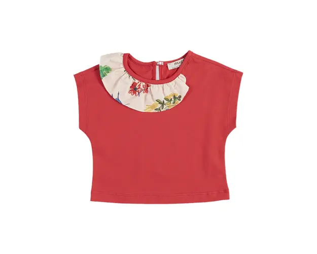 Tricou cu volan PANCO - Layana, Rosu, pentru fetite