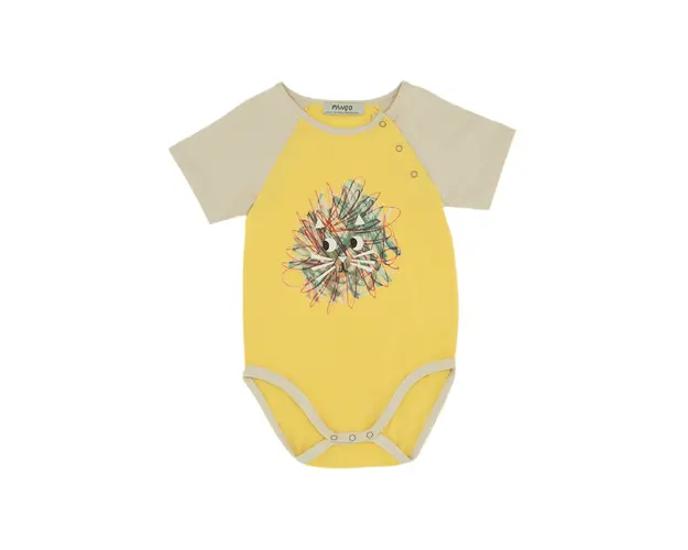 Body cu maneca scurta si imprimeu PANCO - Hope, Galben, pentru baietei