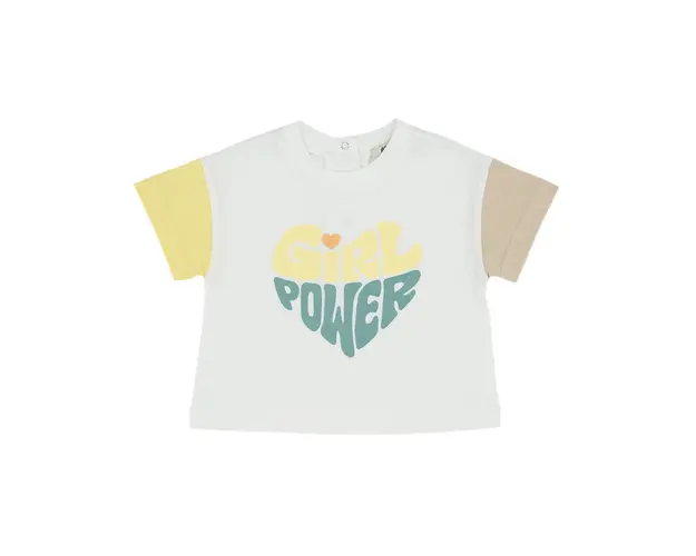 Tricou imprimat PANCO - Keep Going, Alb cu maneci colorate, pentru fetite