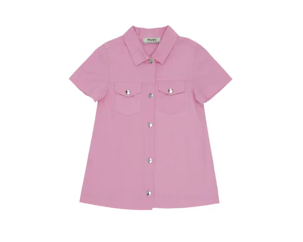 Rochie tip camasa cu buzunare PANCO - Stella, Roz, pentru fetite