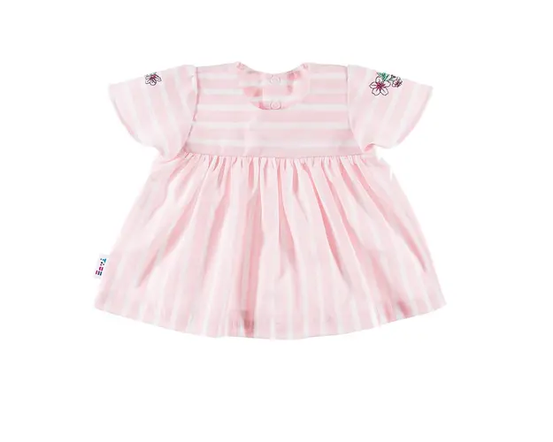 Bluza babydoll EEVI - Flowers, Roz cu dungi albe, pentru fetite