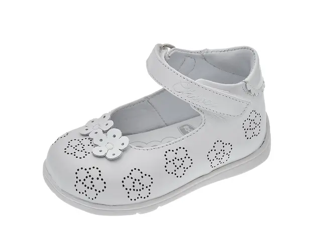 Balerini copii din piele Chicco Gisa, Alb, 71123-66P