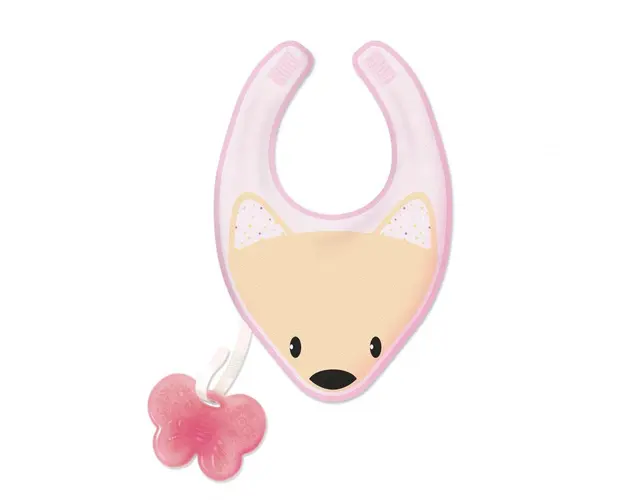 Baveta Chicco 3 in 1 Gummy Bib Girl