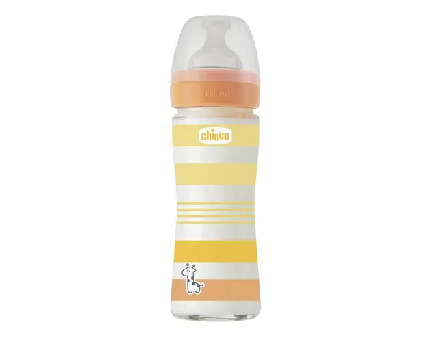 Biberon sticla Chicco WellBeing, tetina s., flux mediu, 240ml, unisex, 0luni+