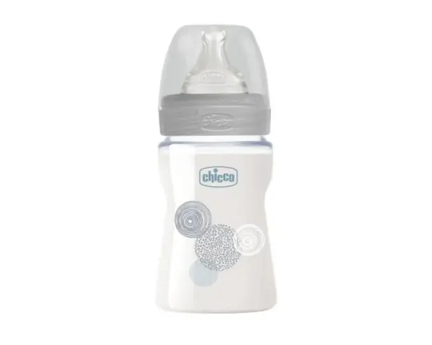 Biberon sticla Chicco WellBeing, tetina s., flux normal, 150ml, unisex, 0luni+