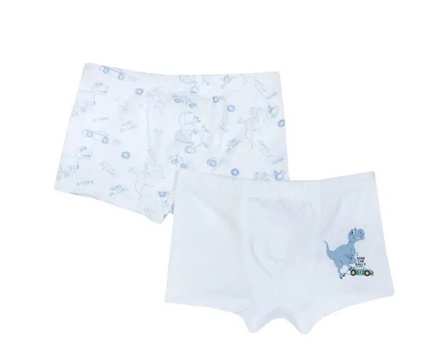 Boxeri copii Chicco, set 2 bucati, alb cu model, 11572