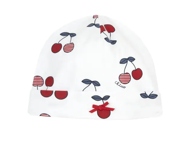 Caciulita bebe Chicco din jerse, Alb Cu Rosu, 16412-66MFCI