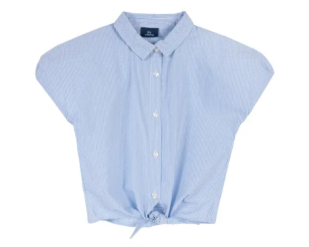 Camasa fetite Chicco, poplin cu guler, maneca scurta, bleu, 66428