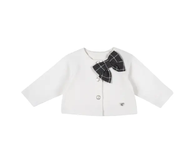 Cardigan copii Chicco, alb cu fundita din matase, 09510